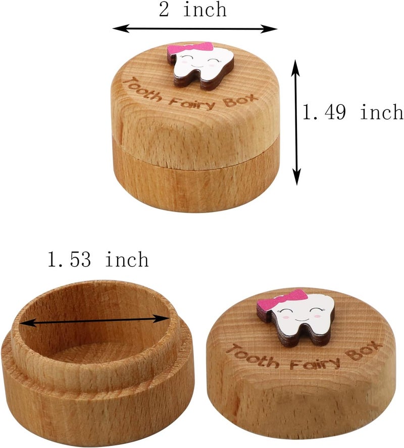 Malihome Tooth Fairy Box for Girls and Boys Wooden Cute Tooth Box with 3D Tooth, Lost Teeth Storage for Kids, Dropped Tooth Keepsake Box Gift (2pcs Pink) - Image 4